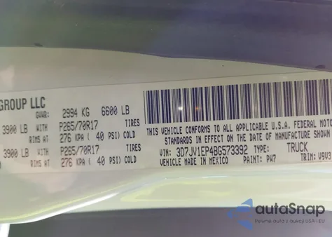 2011 Ram Ram 1500 Slt from USA, damaged, VIN 3D7JV1EP4BG573392